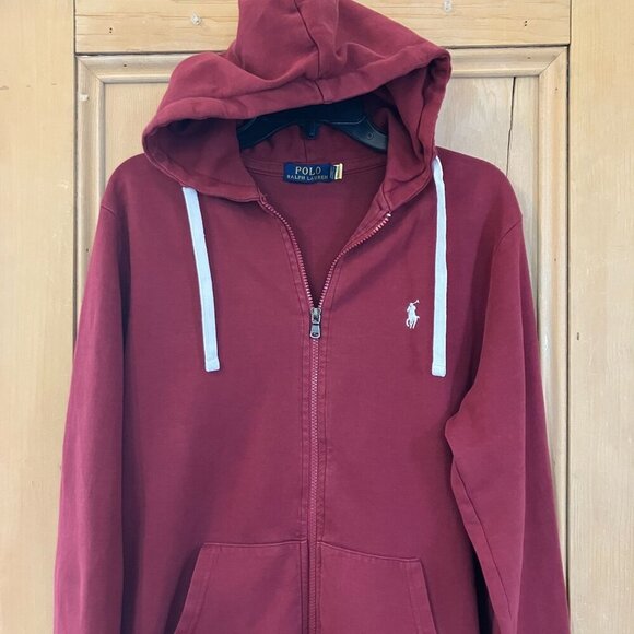 Polo Ralph Lauren Womens Full Zip Burgundy White Small Pony Hoodie XL Red SP EXC - Picture 2 of 11